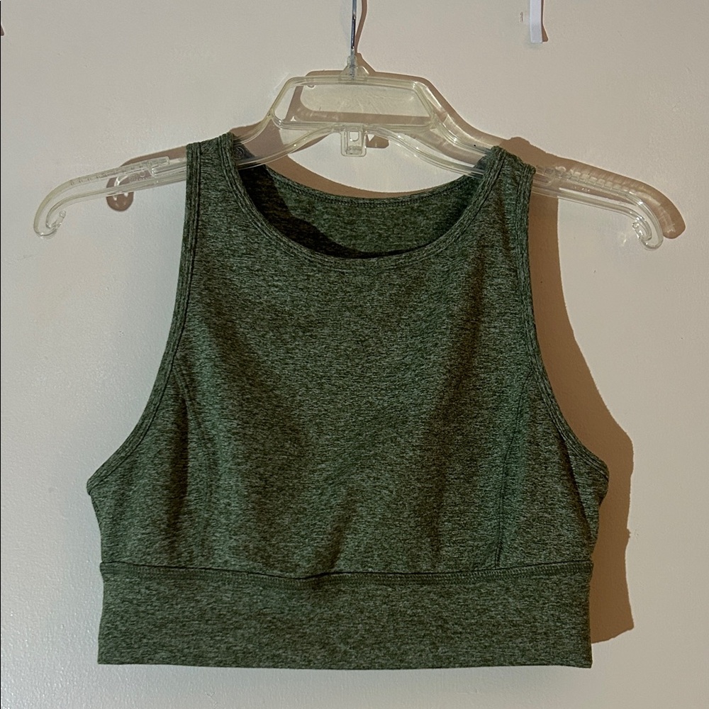 JoyLab Dark Green Sleeveless Crop Top / Longline Bra